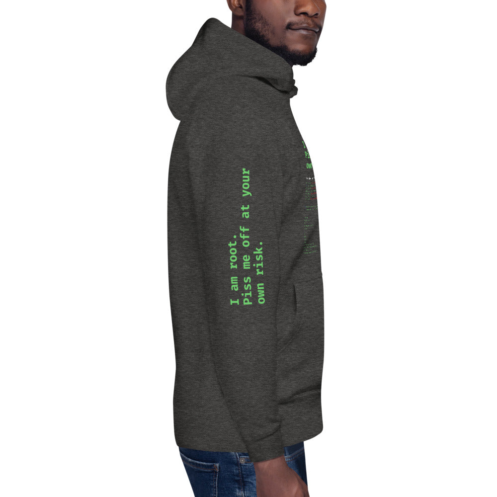 I am root. Piss me off at your own risk - Unisex Hoodie by DarkByteGear