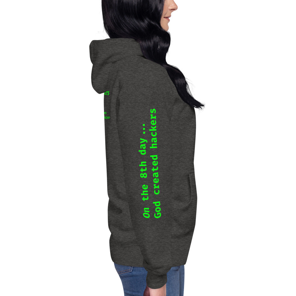 On the 8th day God created hackers - Unisex Hoodie (back print) by DarkByteGear