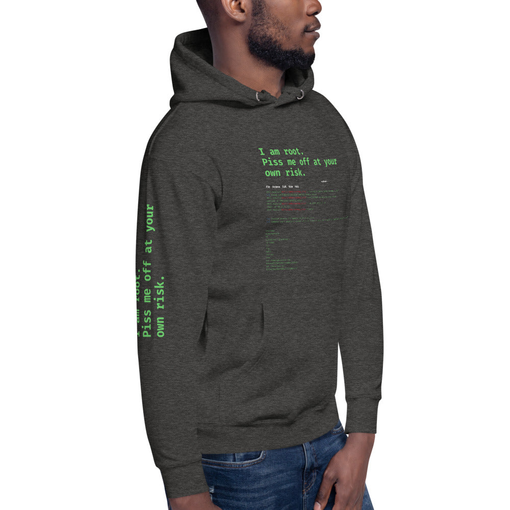 I am root. Piss me off at your own risk - Unisex Hoodie by DarkByteGear