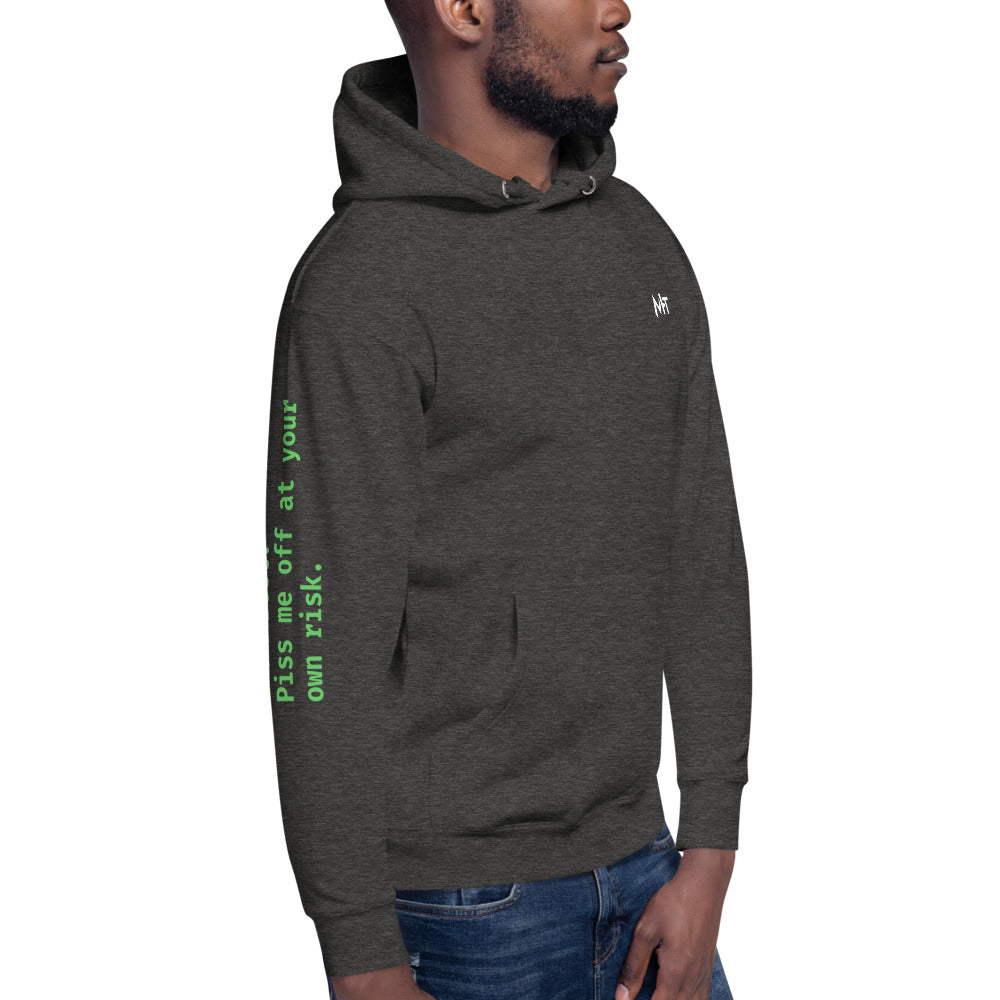 I am root. Piss me off at your own risk - Unisex Hoodie (back print) by DarkByteGear