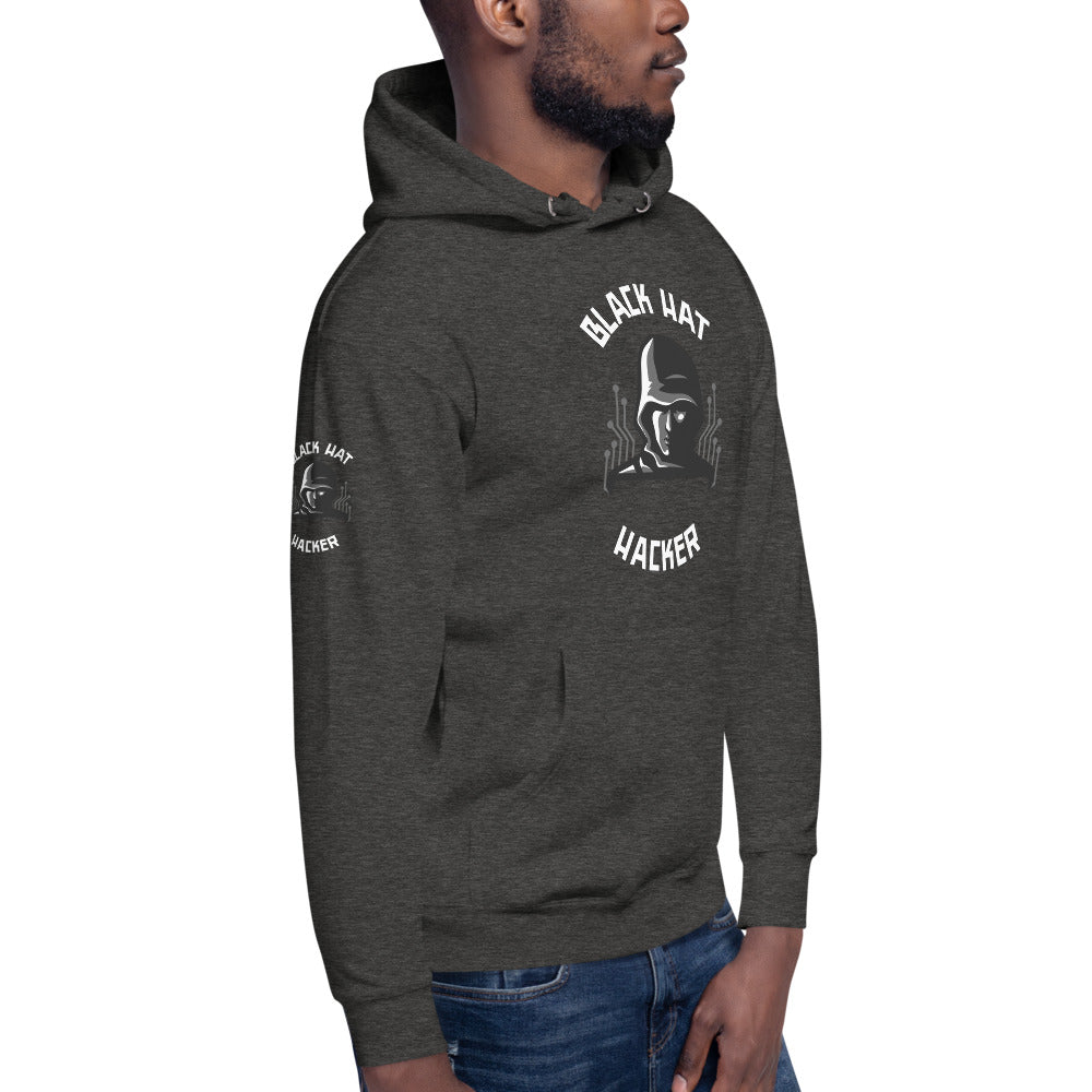 Black Hat Hacker - Unisex Hoodie (back print ) by DarkByteGear