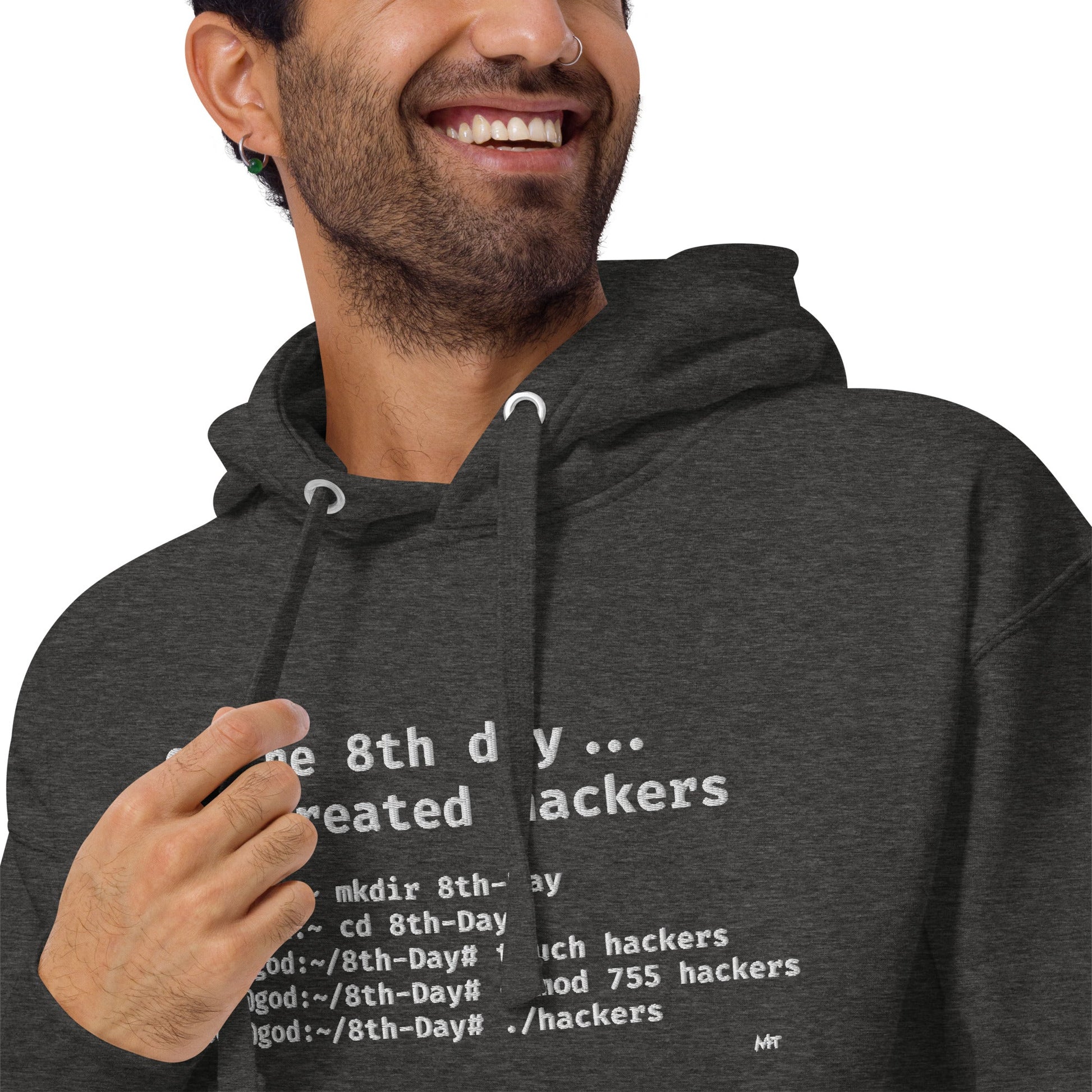 On the 8th day God created hackers - Unisex Hoodie (embroidered) by DarkByteGear