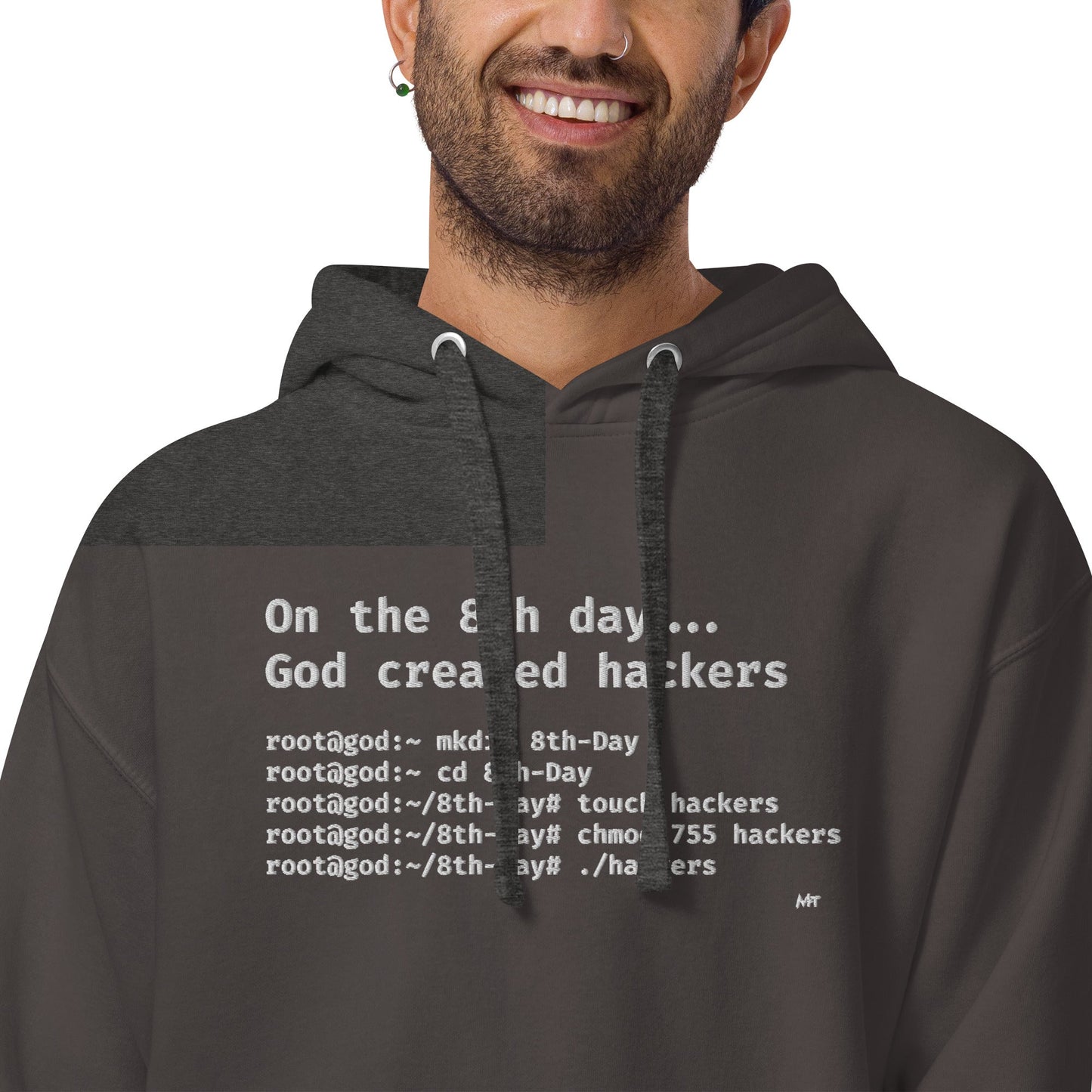 On the 8th day God created hackers - Unisex Hoodie (embroidered) by DarkByteGear