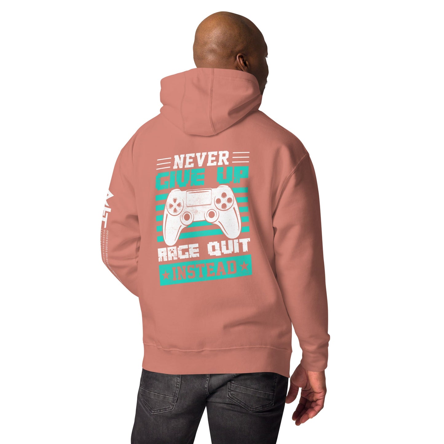 Never Give Up! Arge Quit - Unisex Hoodie ( Back Print ) by DarkByteGear