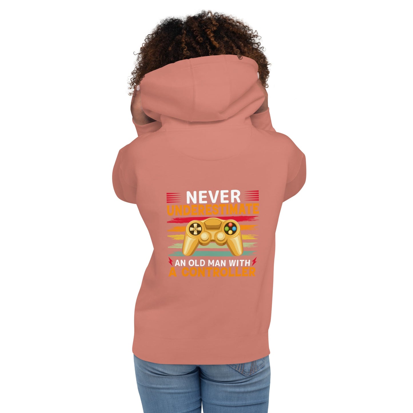 Never Underestimate an old man with a controller - Unisex Hoodie ( Back Print ) by DarkByteGear