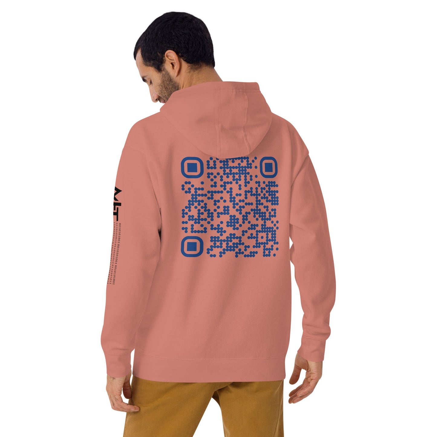 Who's the New Kid, Hacker, Developer, Gamer, Crypto King (Blue Cyber) - Unisex Hoodie Personalized QR Code by DarkByteGear