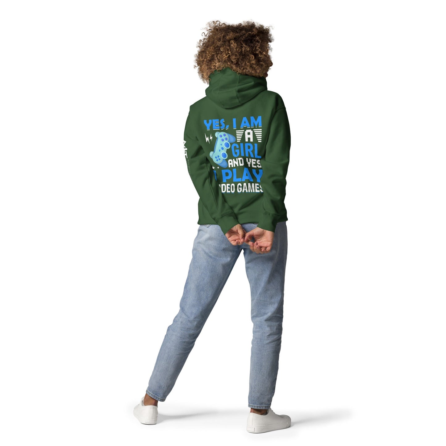 Yes, I am a Girl. Yes! I play Videogame Unisex Hoodie ( Back Print ) by DarkByteGear