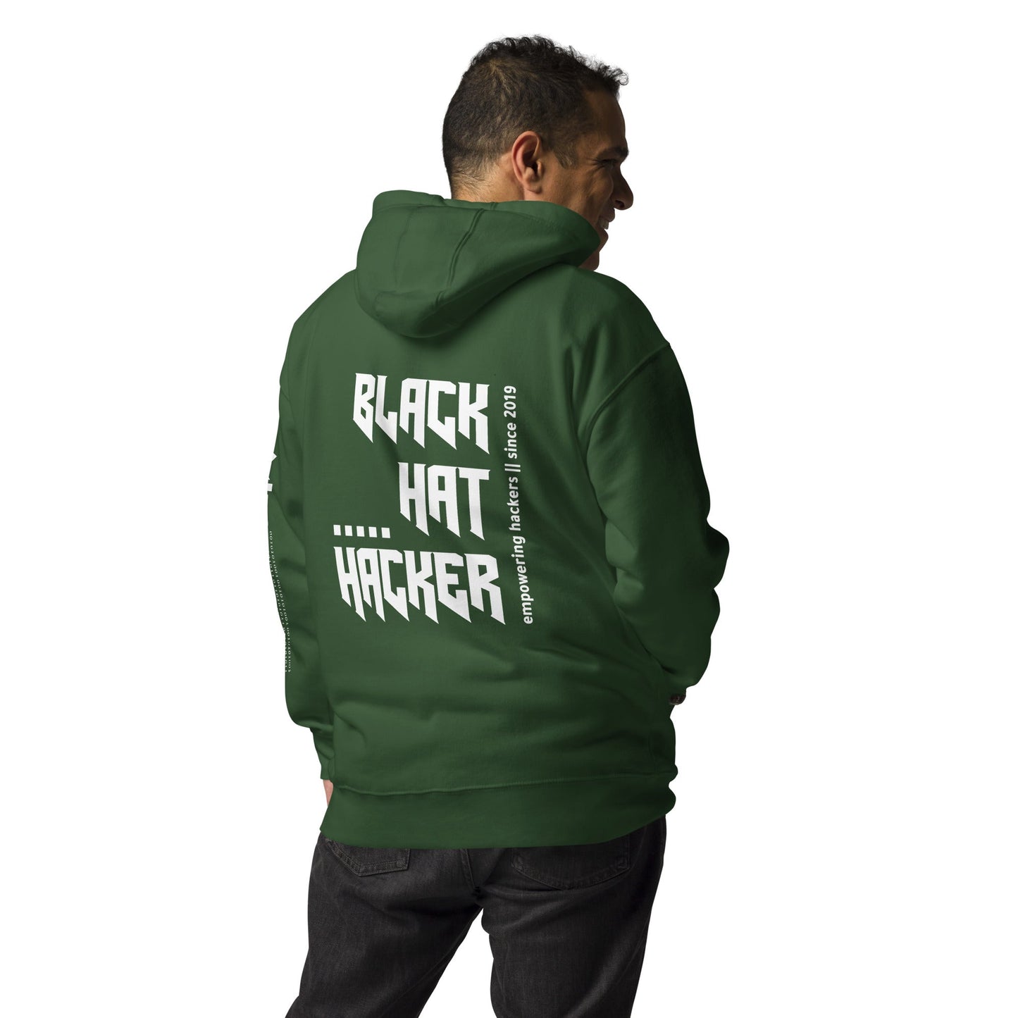 Black Hat Hacker V14 Unisex Hoodie ( Back Print ) by DarkByteGear