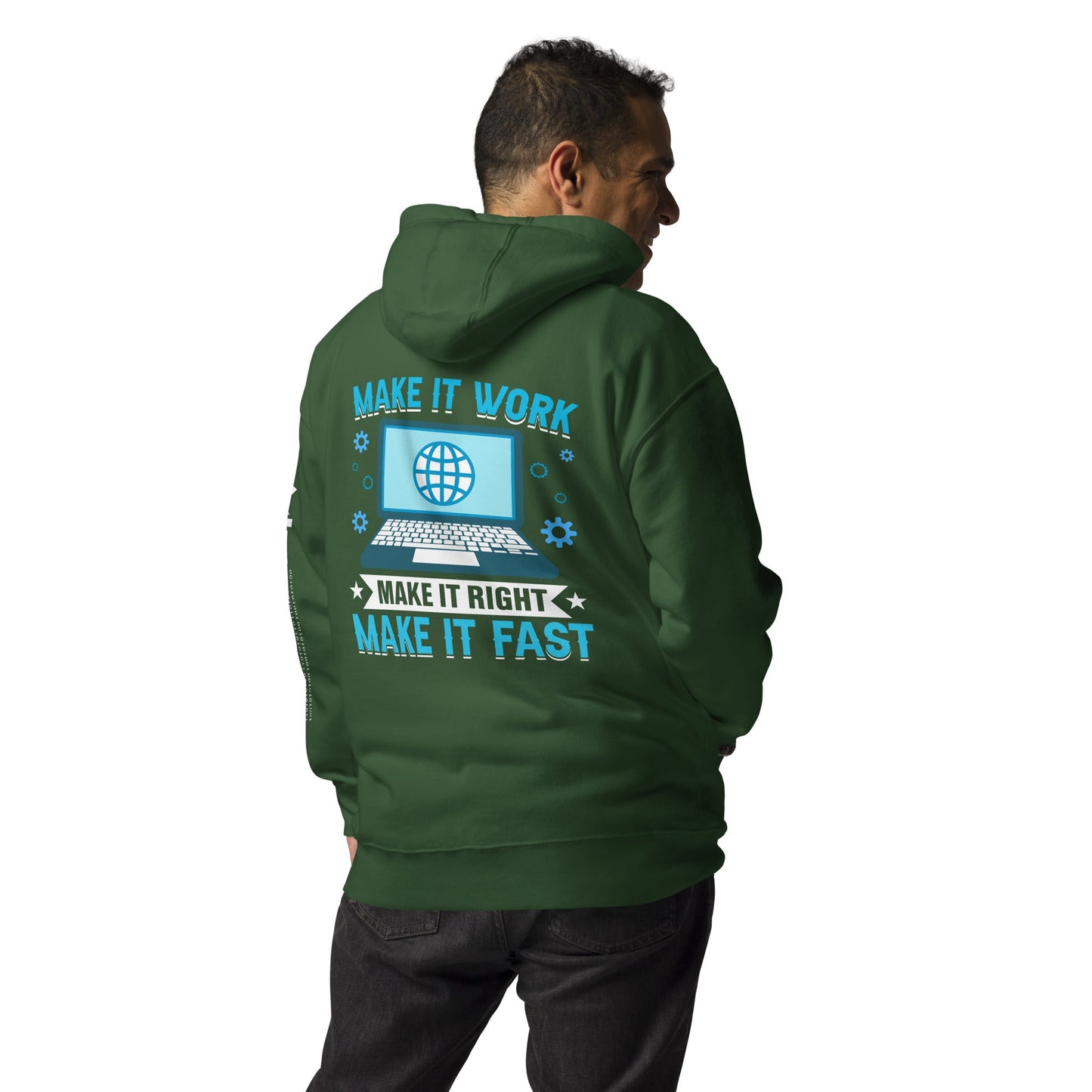 Make it work, make it right and make it fast Unisex Hoodie ( Back Print ) by DarkByteGear