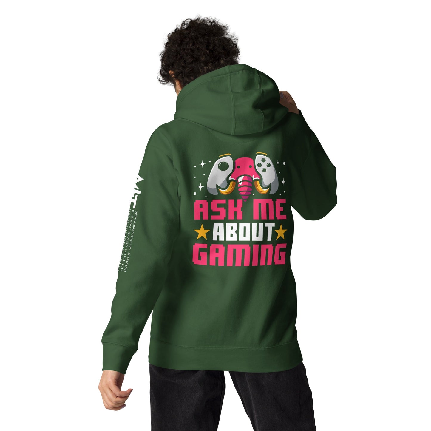 Ask Me About Gaming Unisex Hoodie ( Back Print ) by DarkByteGear