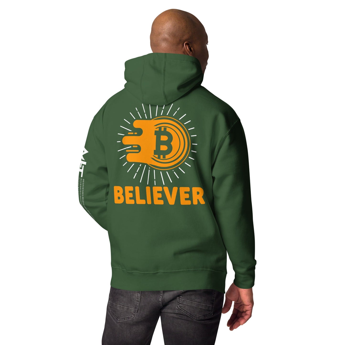 Bitcoin Believer Unisex Hoodie ( Back Print ) by DarkByteGear