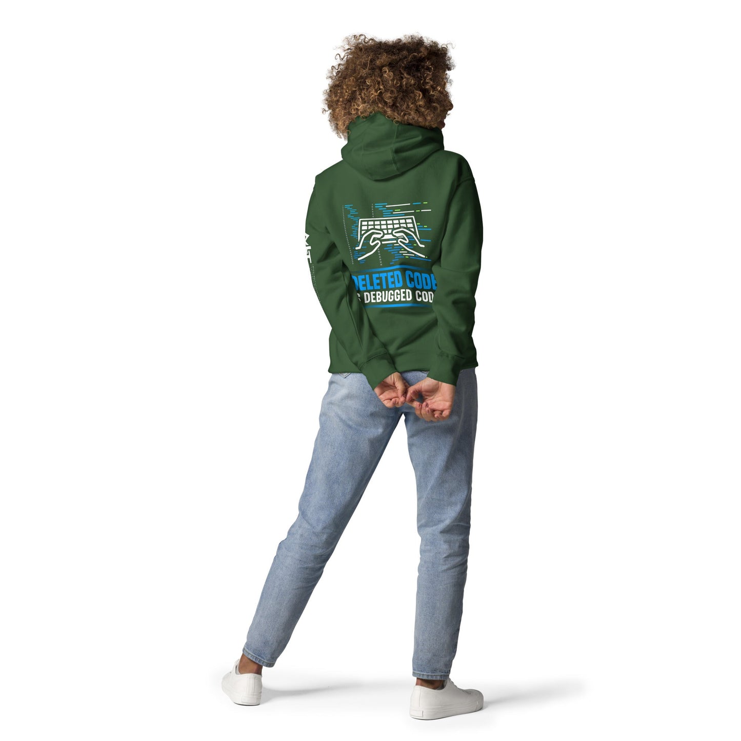 Deleted Code is Debugged Code Unisex Hoodie ( Back Print ) by DarkByteGear