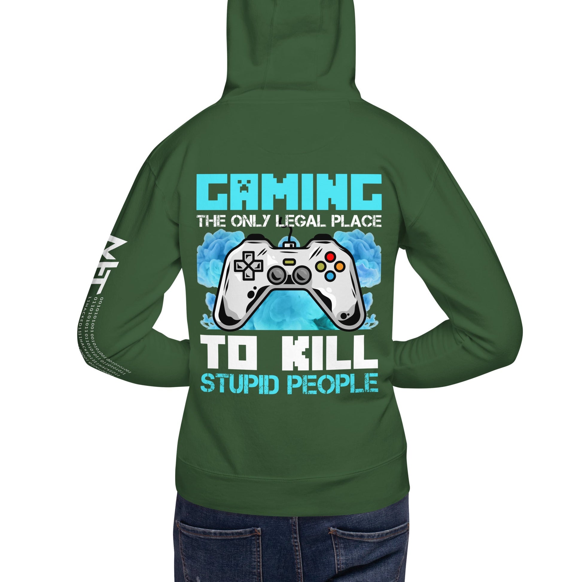 Gaming is the only Legal Place - Blue V Unisex Hoodie ( Back Print ) by DarkByteGear