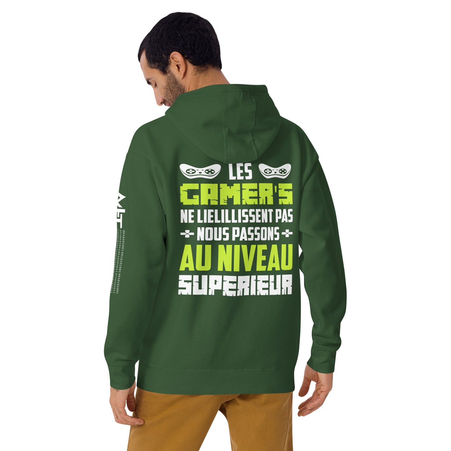 Les Gamer's Au Niveau Unisex Hoodie ( Back Print ) by DarkByteGear