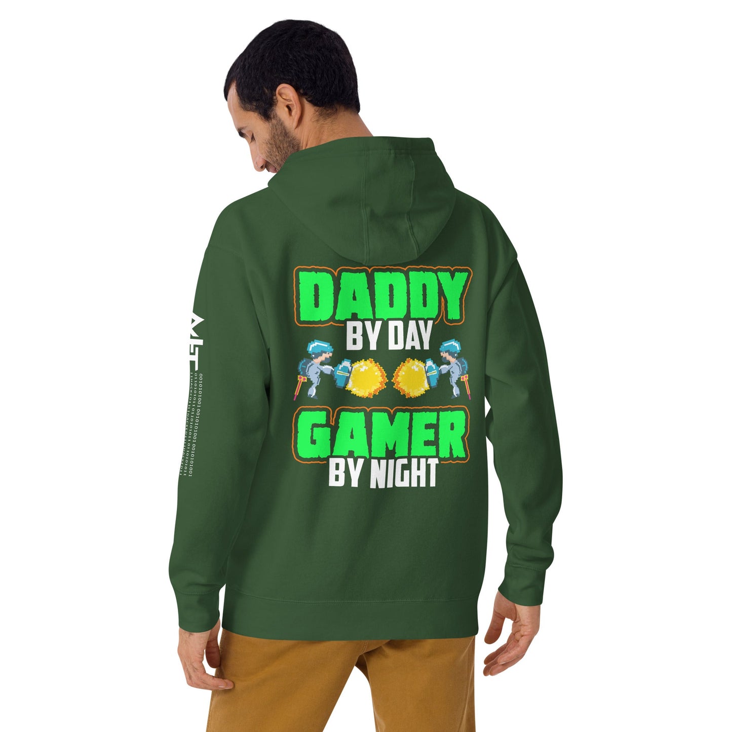 Daddy by Day, Gamer by Night Unisex Hoodie ( Back Print ) by DarkByteGear