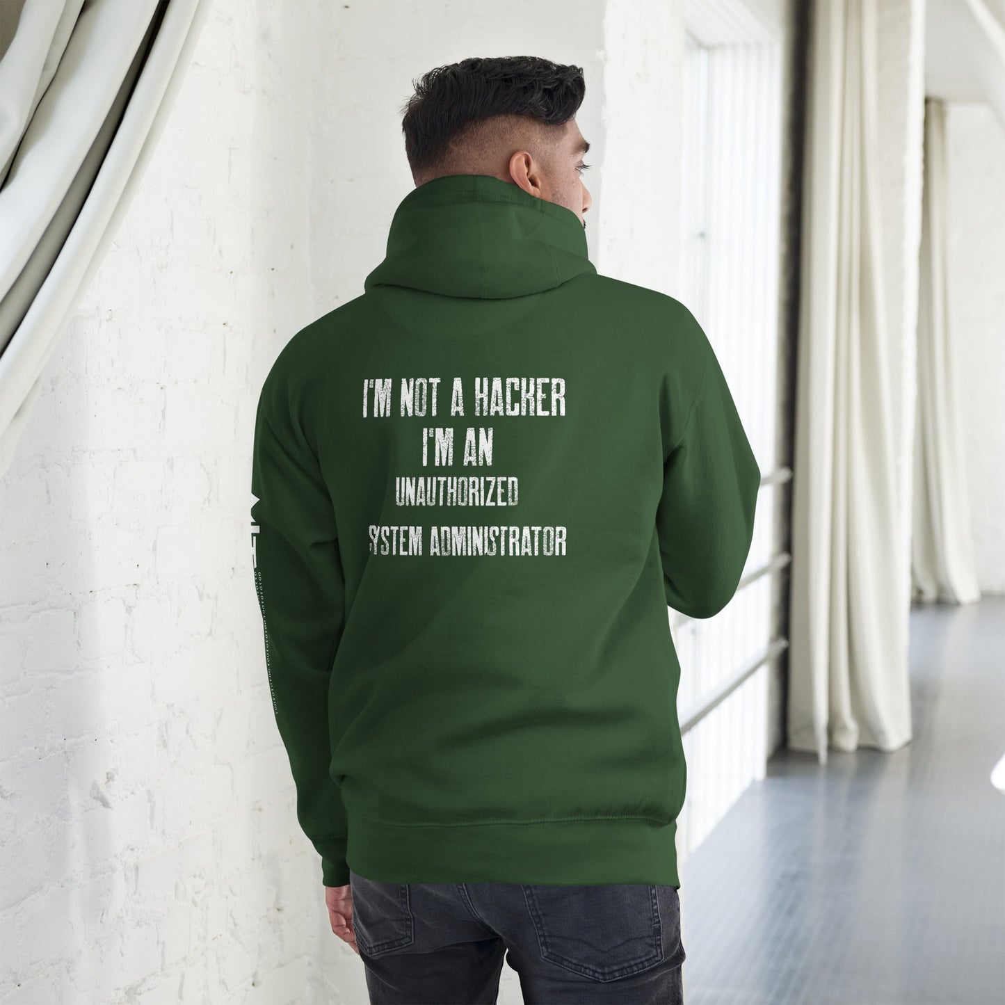 I am not a Hacker, I am an Authorized System Administrator - Unisex Hoodie ( Back Print ) by DarkByteGear