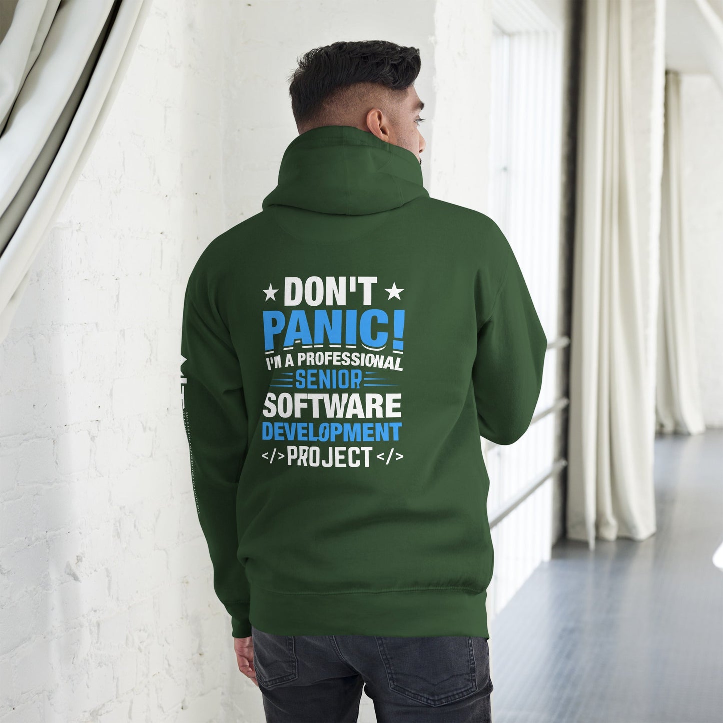 Don’t Panic I am a Professional Senior Development Analyst - Unisex Hoodie ( Back Print ) by DarkByteGear