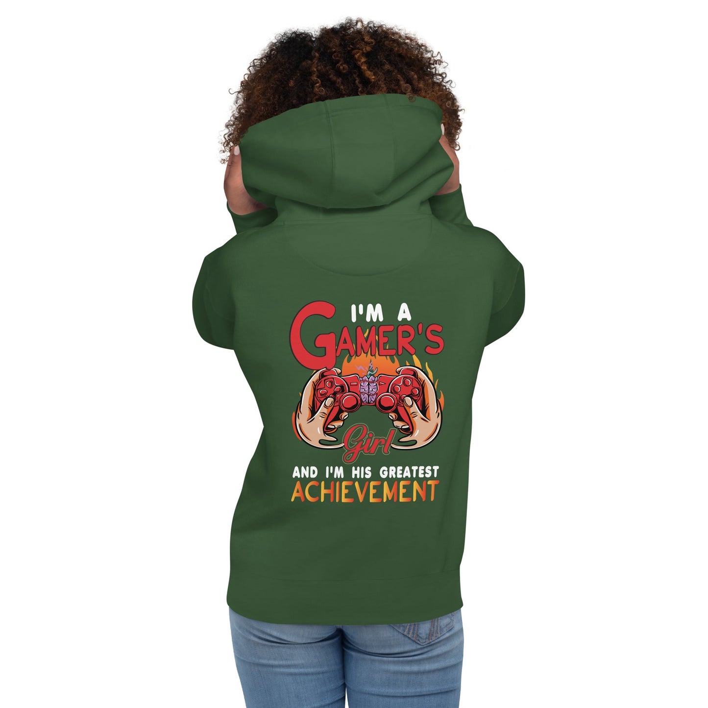 I am a Gamer's girl, I am his Greatest Achievement - Unisex ( Back Print ) by DarkByteGear