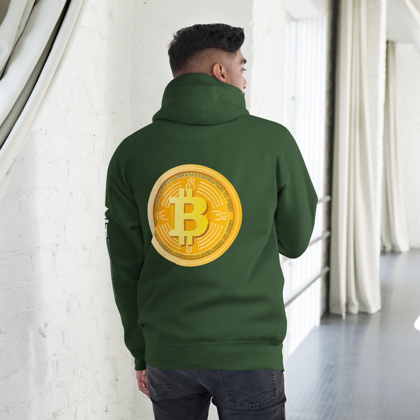 Bitcoin Medal - Unisex Hoodie ( Back Print ) by DarkByteGear