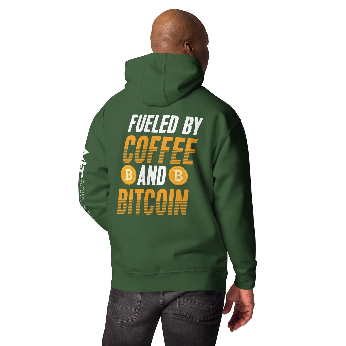 Fueled by Coffee and Bitcoin - Unisex Hoodie ( Back Print ) by DarkByteGear