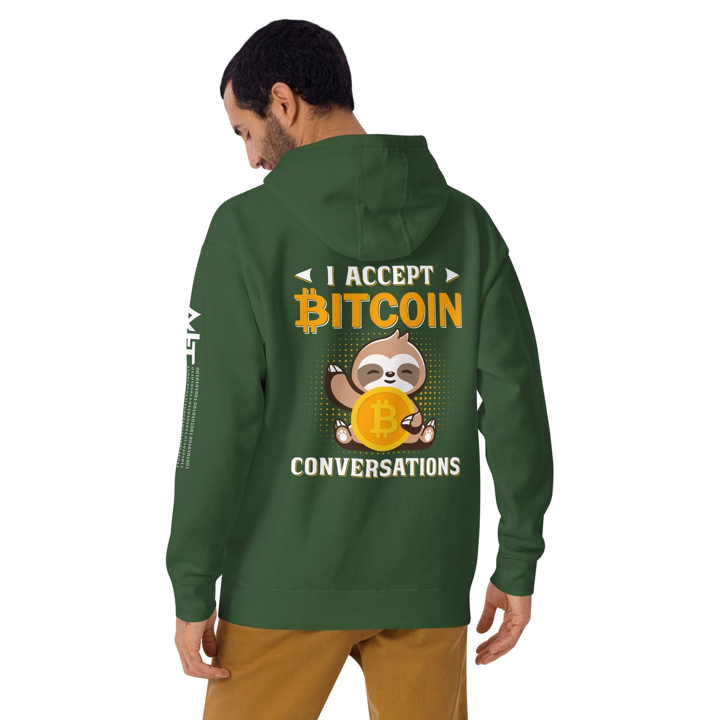 I accept Bitcoin Conversations - Unisex Hoodie ( Back Print ) by DarkByteGear