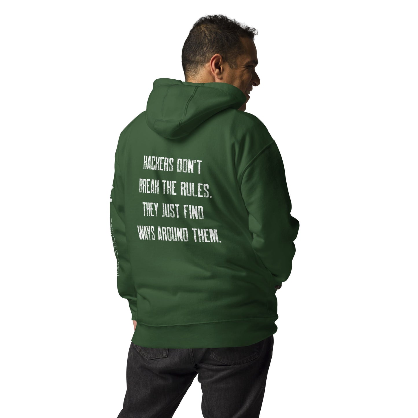 Hackers don't break the rules, they just find ways around them V1 - Unisex Hoodie ( Back Print ) by DarkByteGear