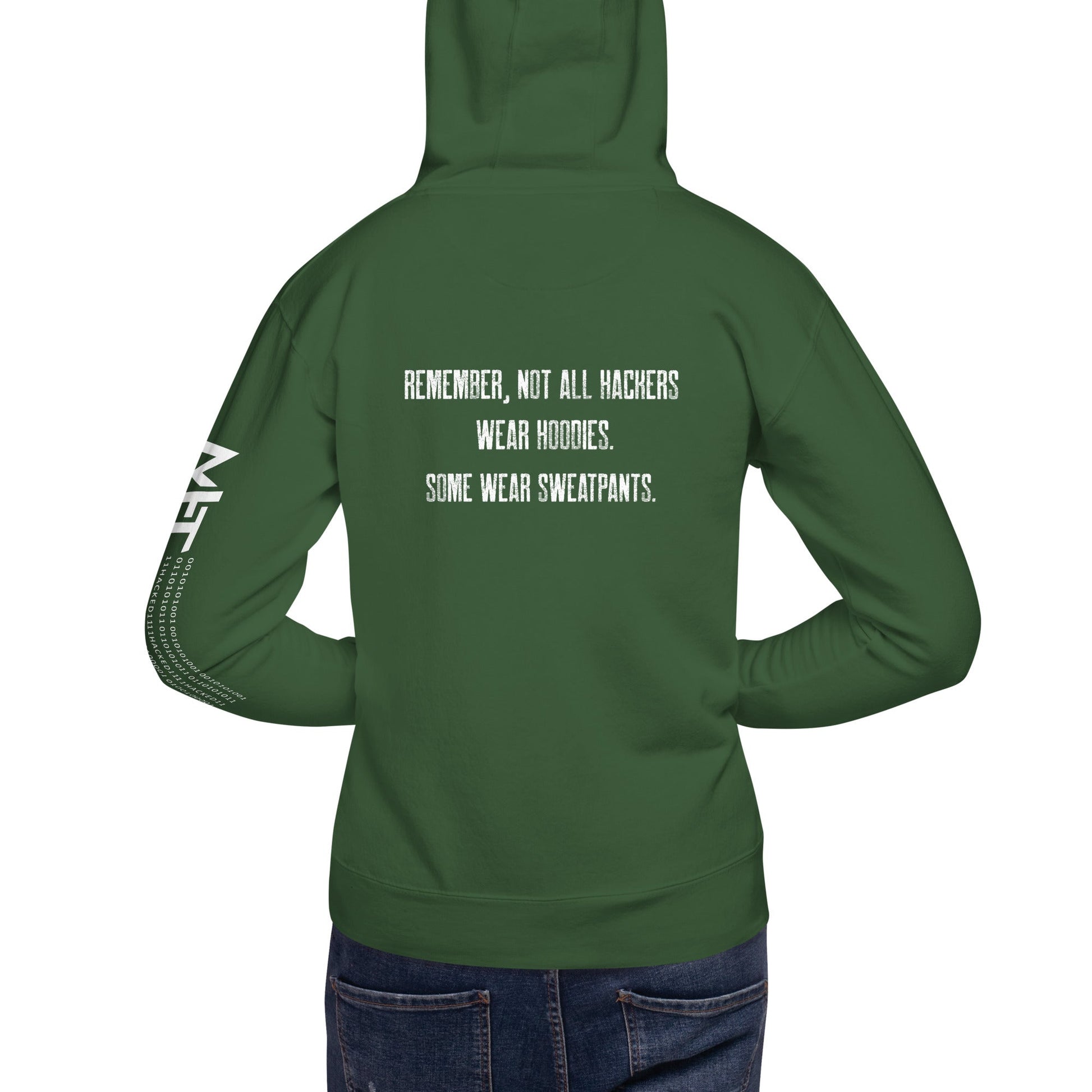 Remember not all hackers wear hoodies, Some wear sweatpants V1 - Unisex Hoodie ( Back Print ) by DarkByteGear