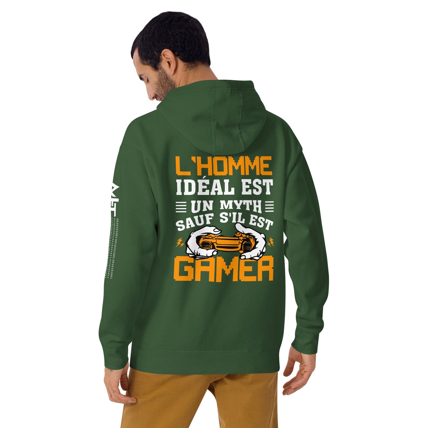 L'HOMME IDEAL EST UN MYTH SAUT SILEST GAMER - Unisex Hoodie ( Back Print ) by DarkByteGear