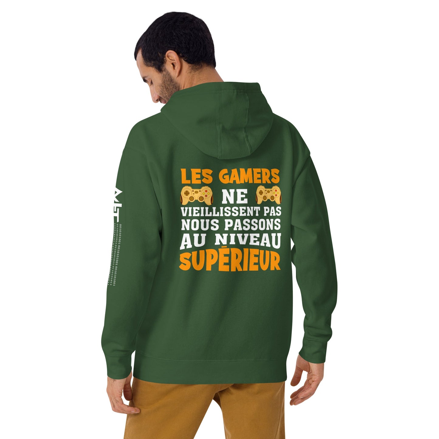 LES GAMERS PNE VIEILLISSENT PAS NOUS PASSONS AU NIVEAU SUPERIEUR - Unisex Hoodie ( Back Print ) by DarkByteGear