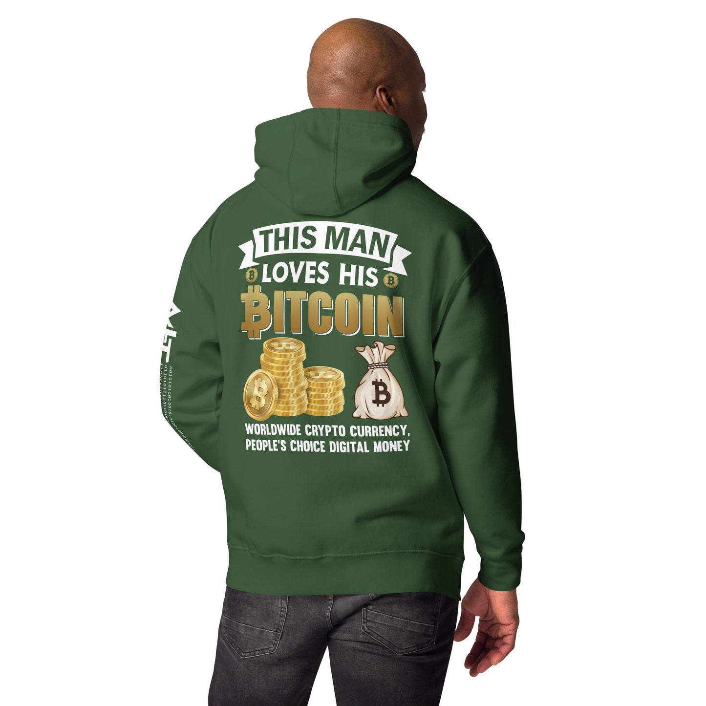 This Man loves his Bitcoin - Unisex Hoodie ( Back Print ) by DarkByteGear