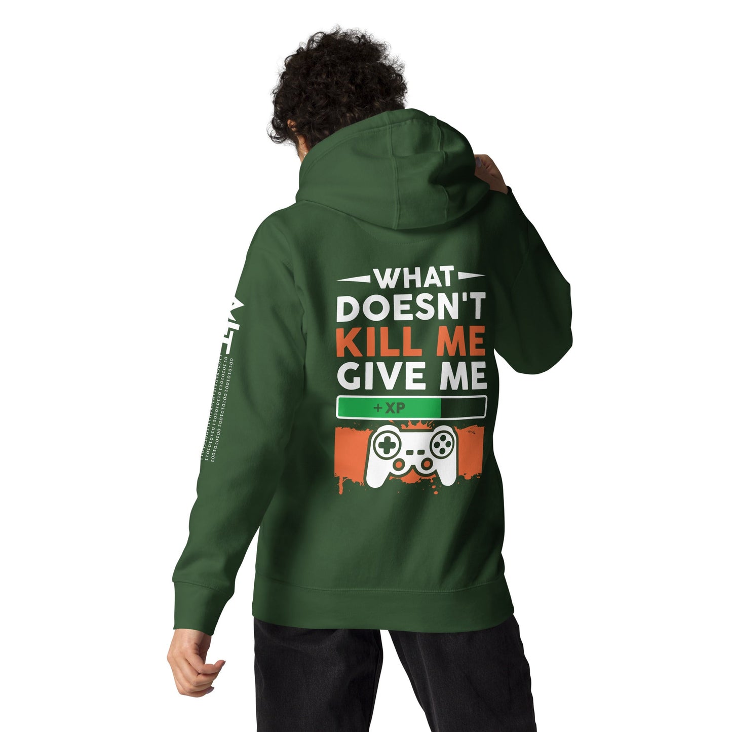 What doesn't Kill me, give me +xp - Unisex Hoodie ( Back Print ) by DarkByteGear