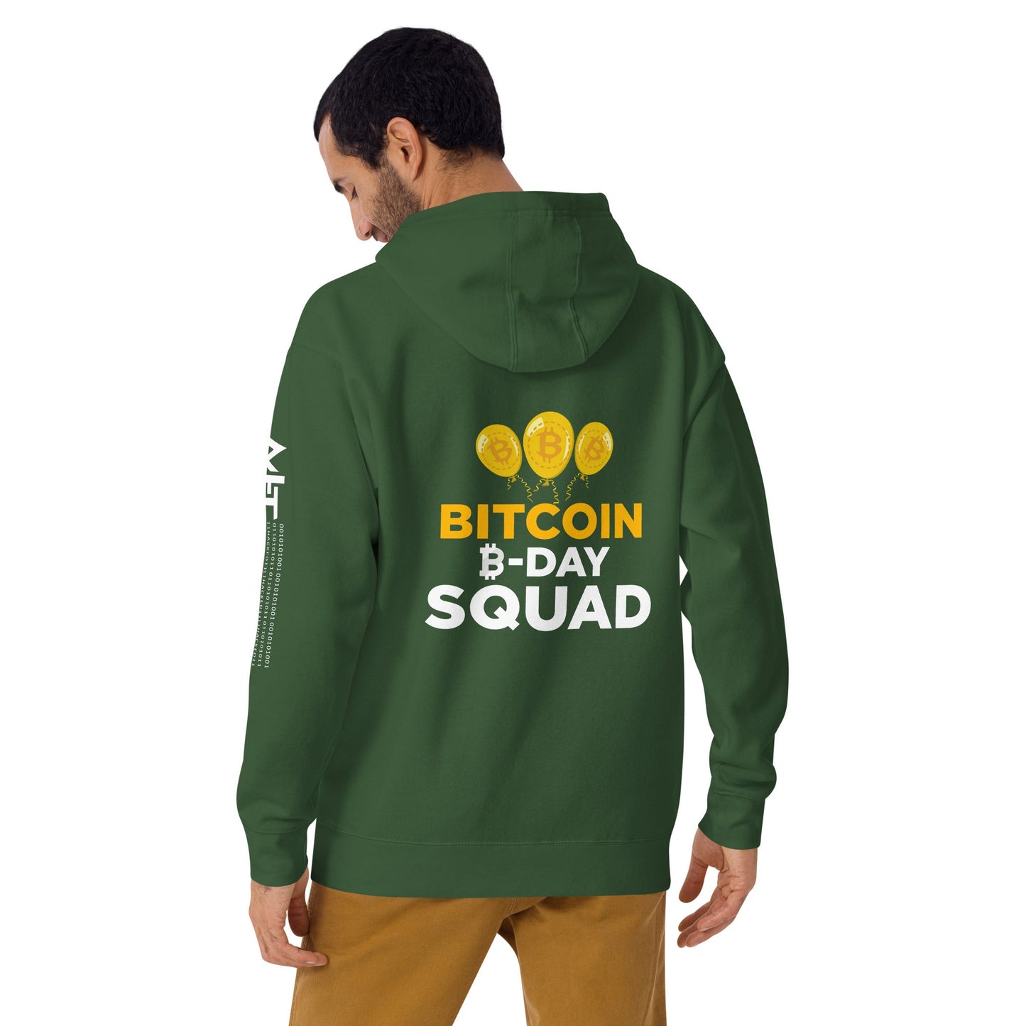 Bitcoin B-Day Squad - Unisex Hoodie ( Back Print ) by DarkByteGear