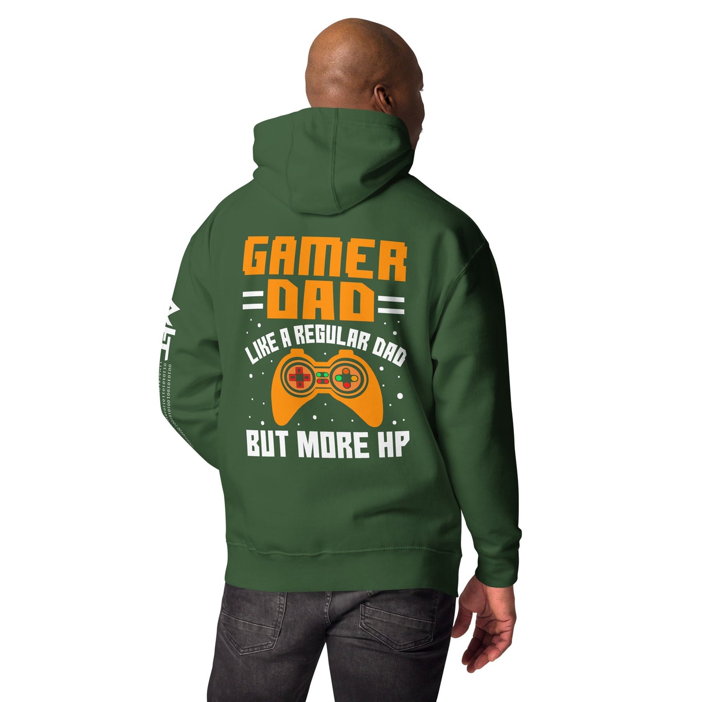 Gamer Dad like a normal one but more HP - Unisex Hoodie ( Back Print ) by DarkByteGear