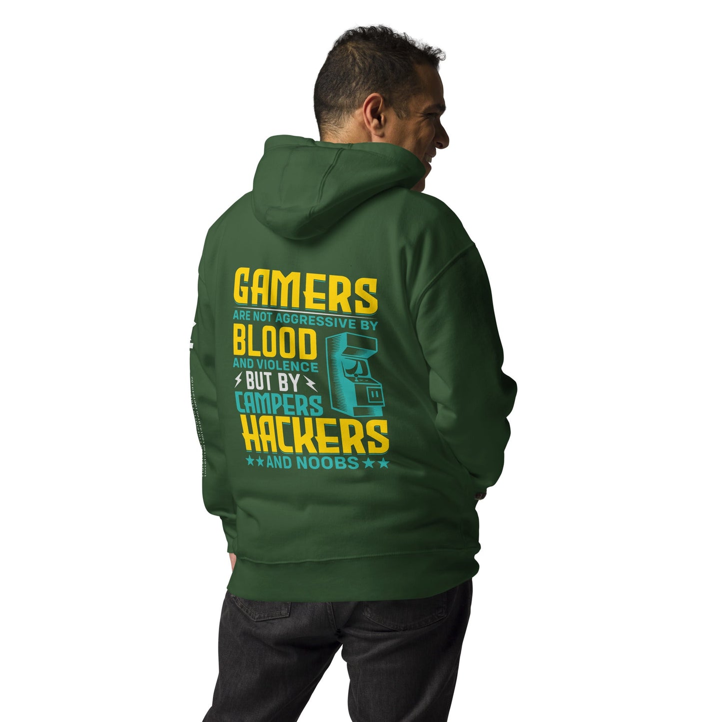 Gamers are not Aggressive by Blood and Violence ( rasel ) - Unisex Hoodie ( Back Print ) by DarkByteGear