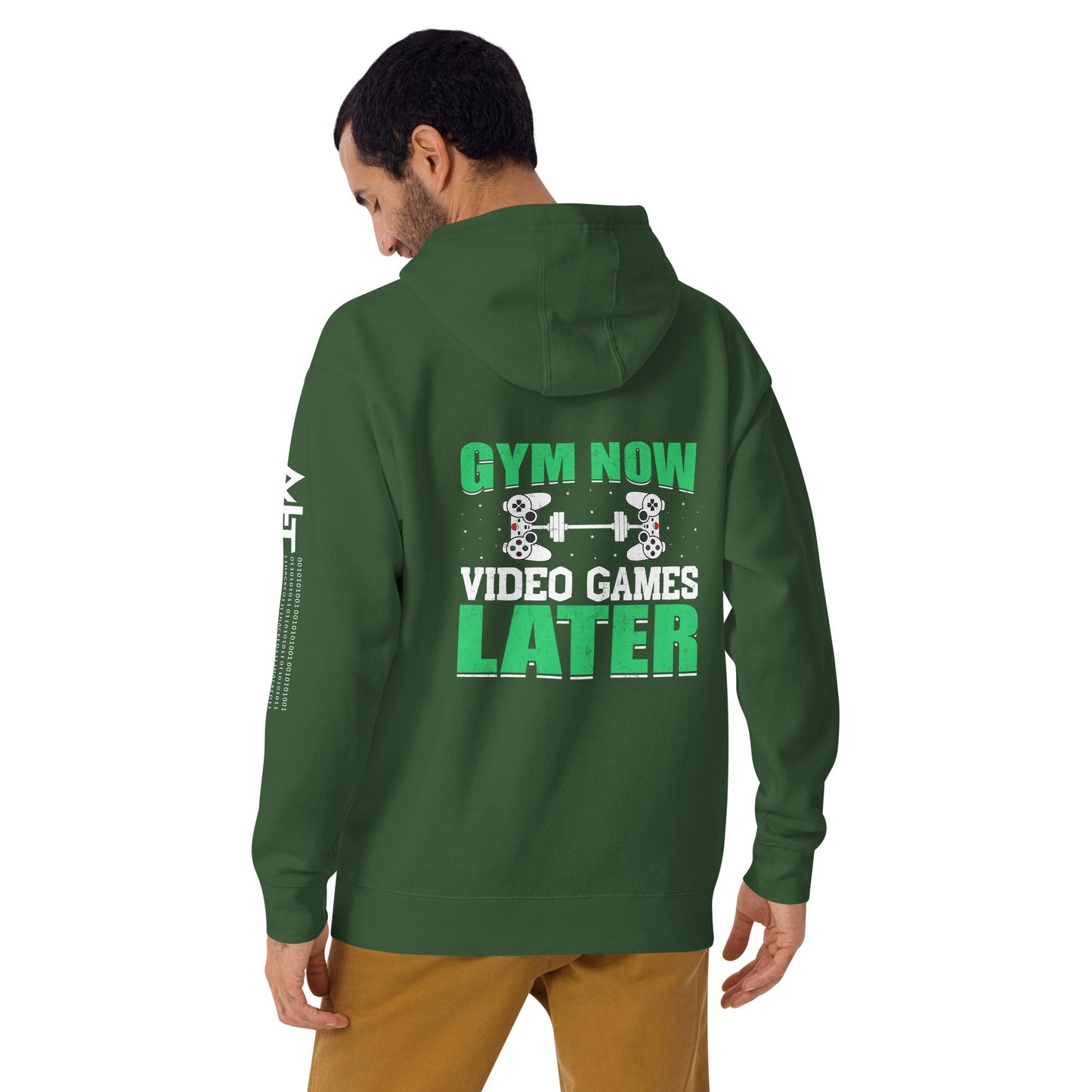 Gym now, Video Games Later - Unisex Hoodie ( Back Print ) by DarkByteGear