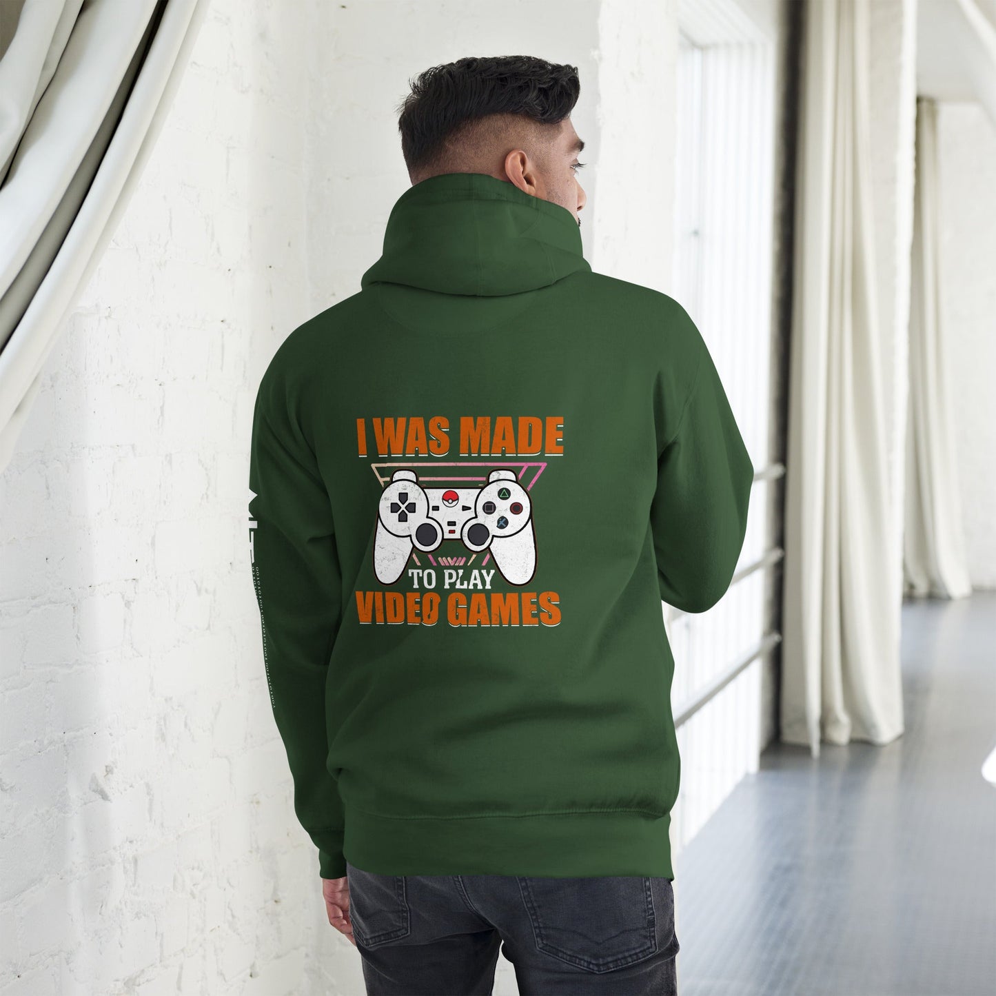 I was Made to Play Video Games - Unisex Hoodie ( Back Print ) by DarkByteGear