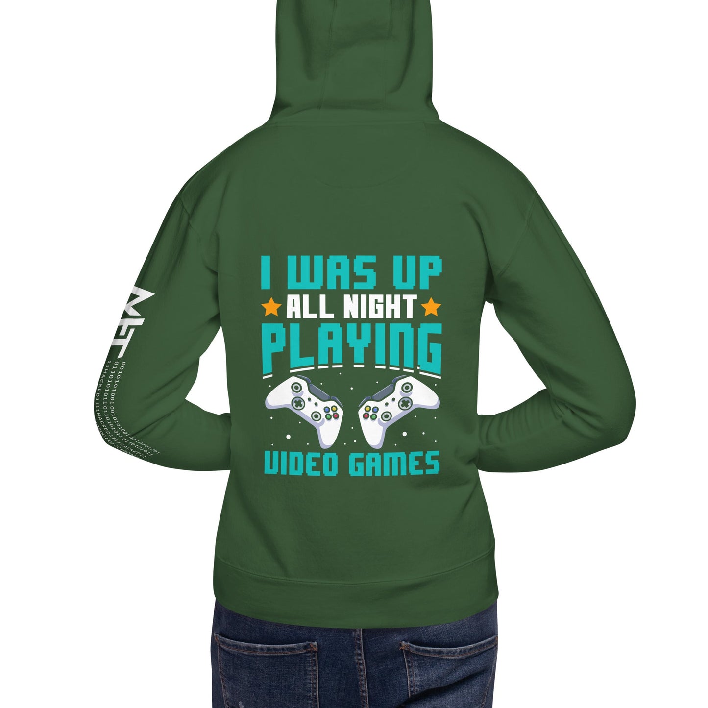 I was up all night playing Video Games Rima - Unisex Hoodie ( Back Print ) by DarkByteGear