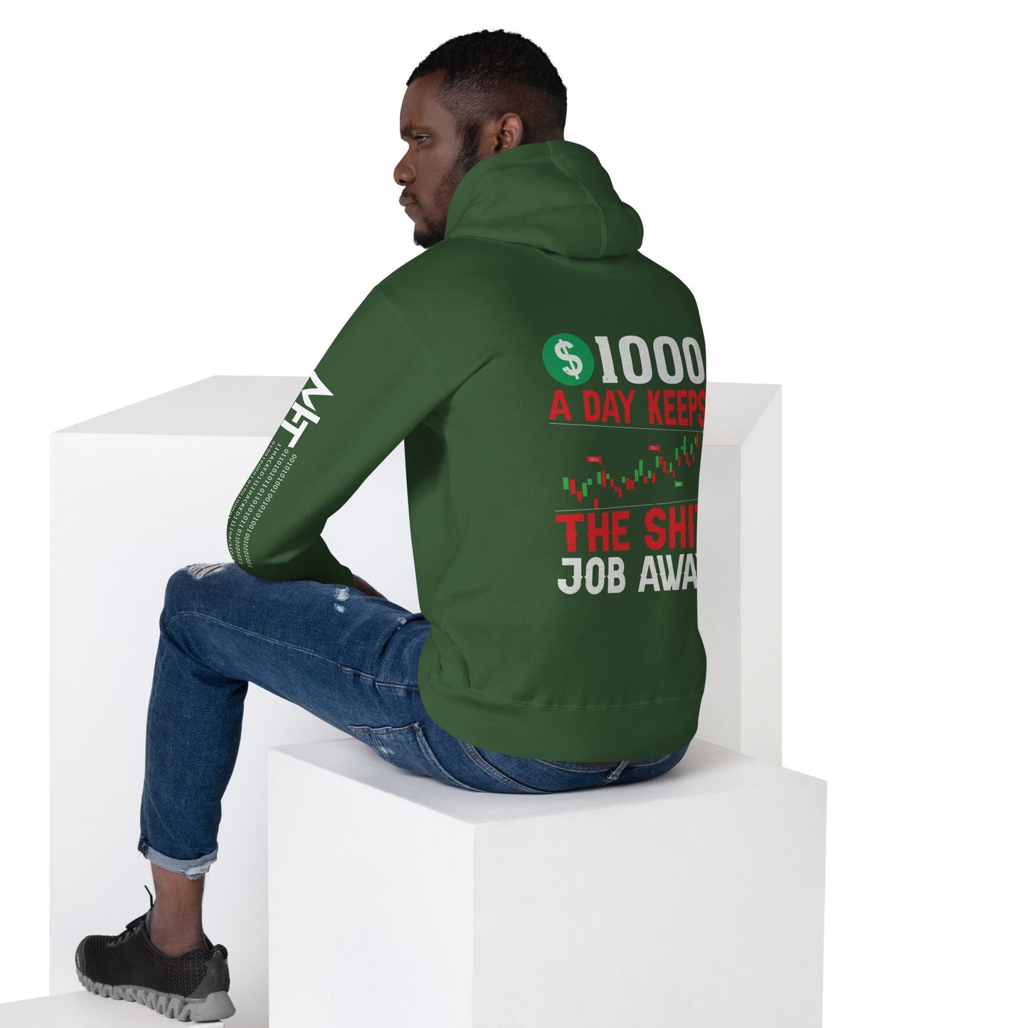 1000 A Day Keeps the Shit Job Away - Unisex Hoodie ( Back Print ) by DarkByteGear