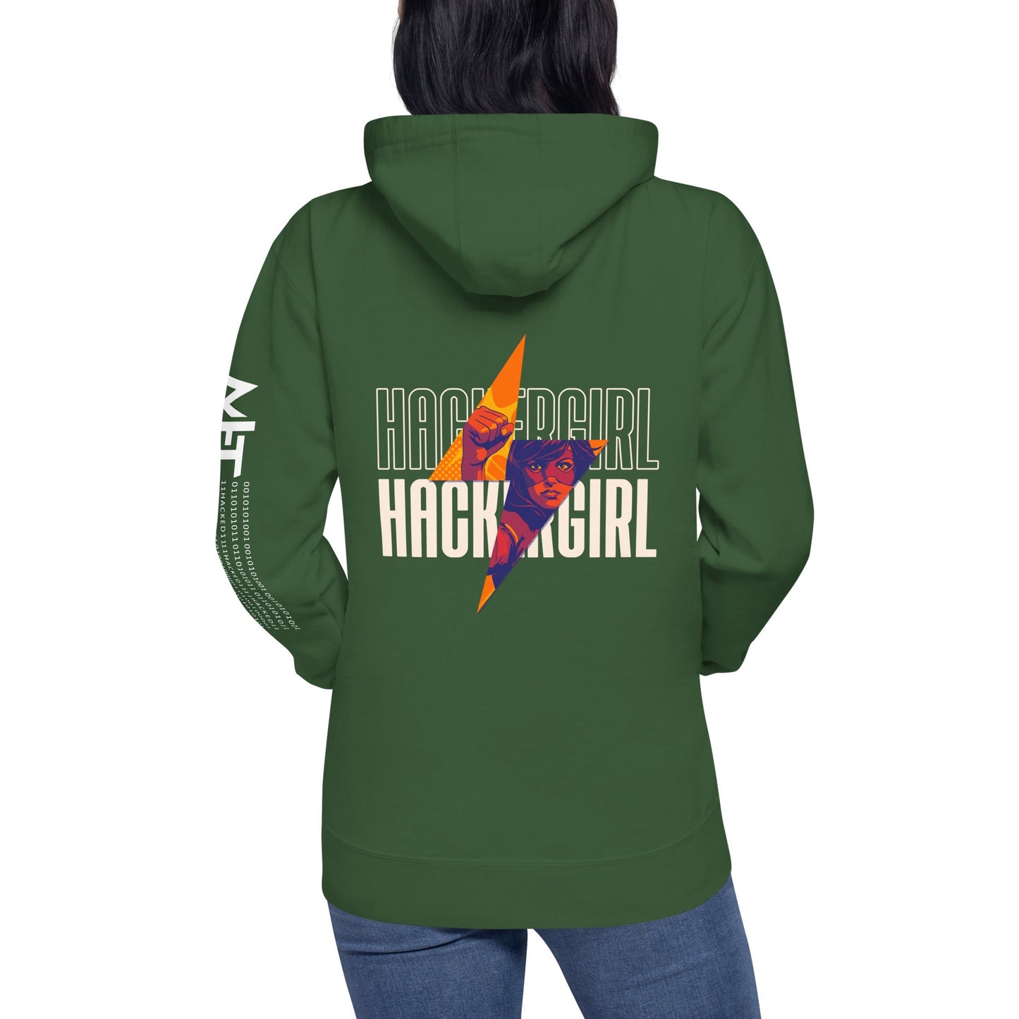 Hacker Girl V1 - Unisex Hoodie ( Back Print ) by DarkByteGear