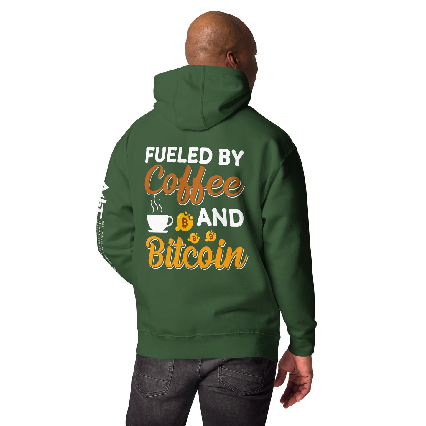Fueled by Coffee and Bitcoin V1 - Unisex Hoodie ( Back Print ) by DarkByteGear