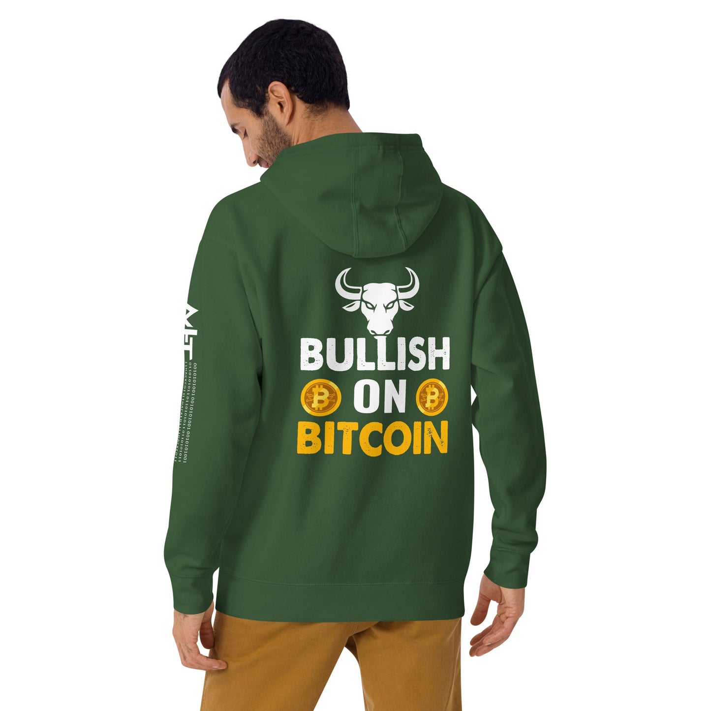 Bullish On Bitcoin - Unisex Hoodie ( Back Print ) by DarkByteGear