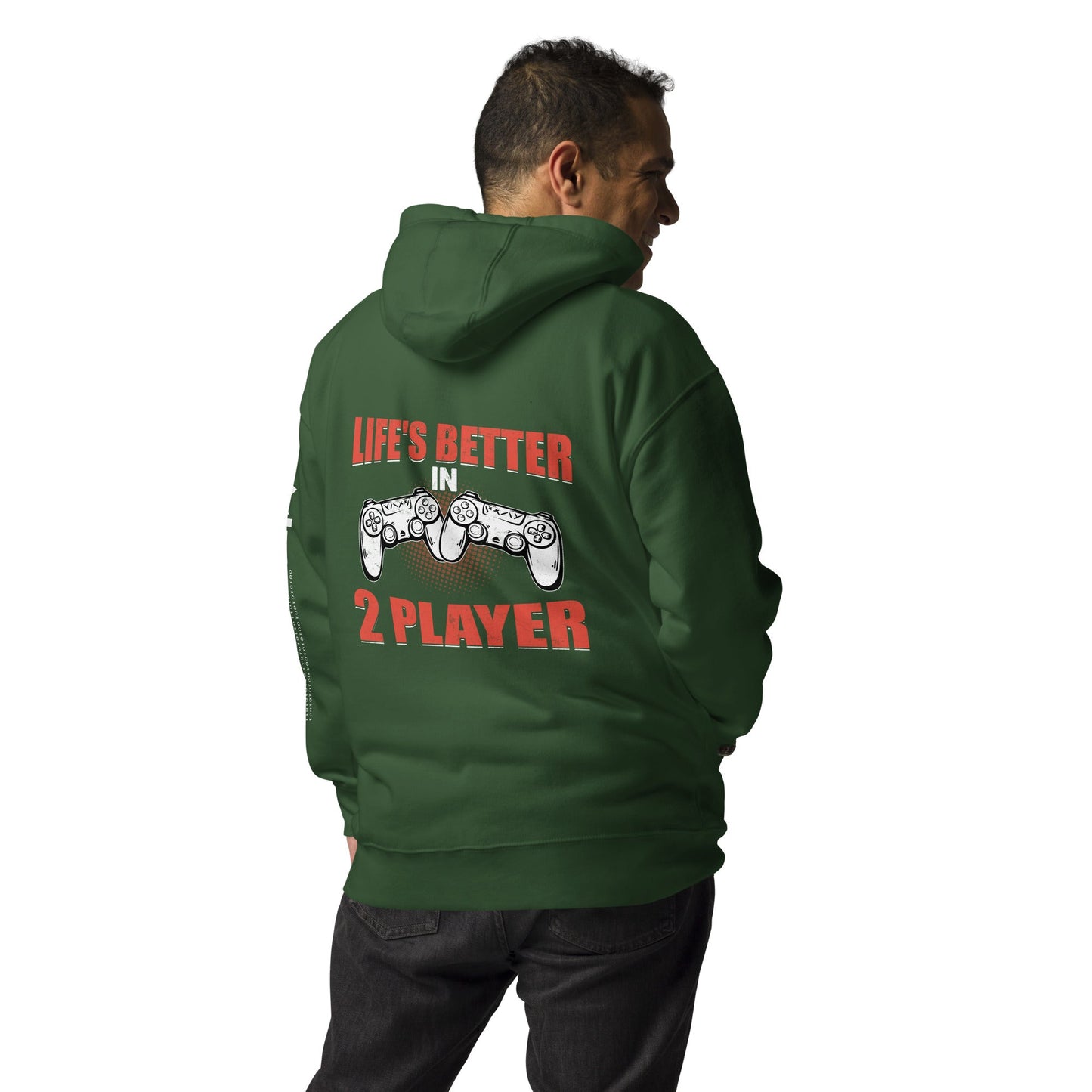 Life's Better in Two Players - Unisex Hoodie ( Back Print ) by DarkByteGear