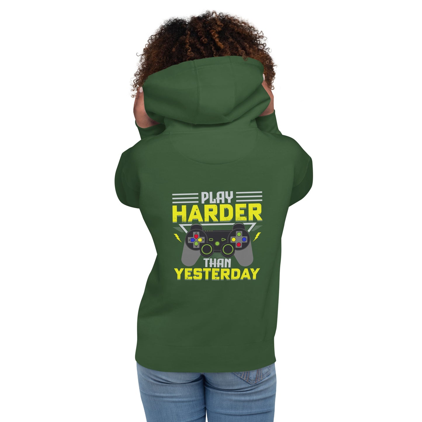 Play harder than Yesterday - Unisex Hoodie ( Back Print ) by DarkByteGear