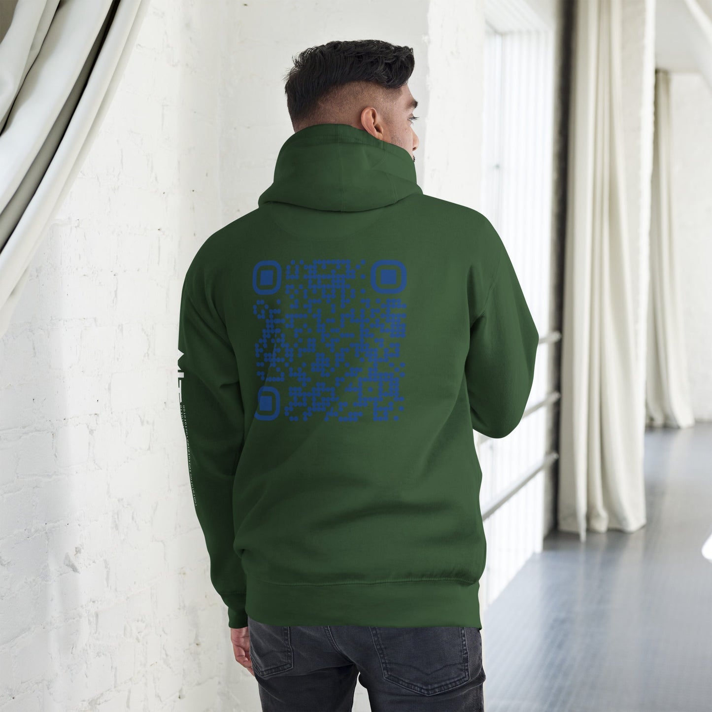 Who's the New Kid, Hacker, Developer, Gamer, Crypto King (Blue Cyber) - Unisex Hoodie Personalized QR Code by DarkByteGear