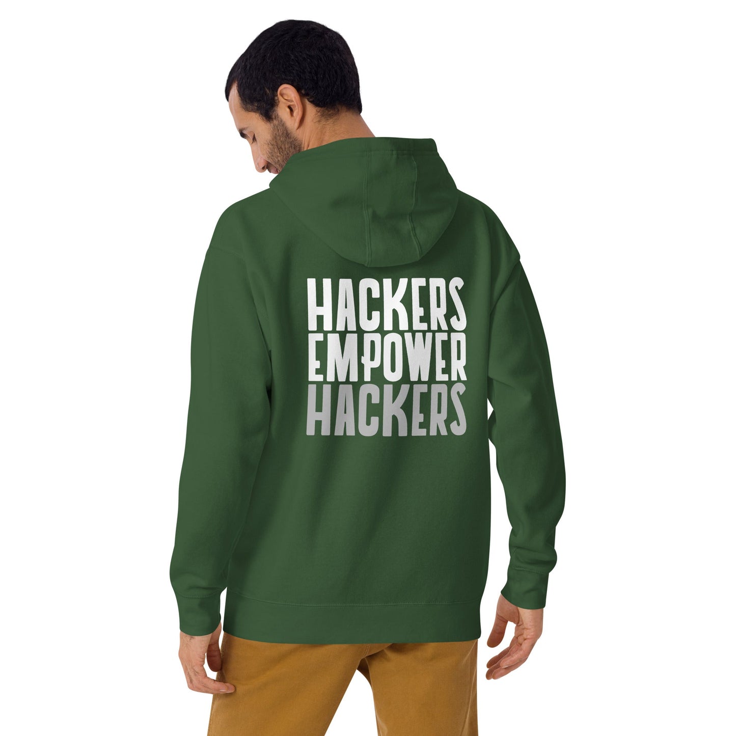Hackers Empower Hackers - Unisex Hoodie ( Back Print ) by DarkByteGear