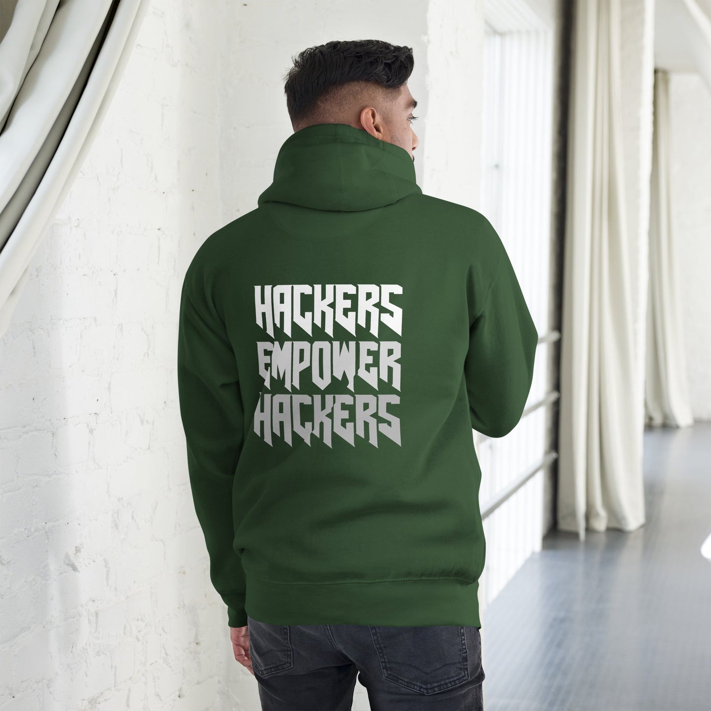 Hackers Empower Hackers V4 - Unisex Hoodie ( Back Print ) by DarkByteGear