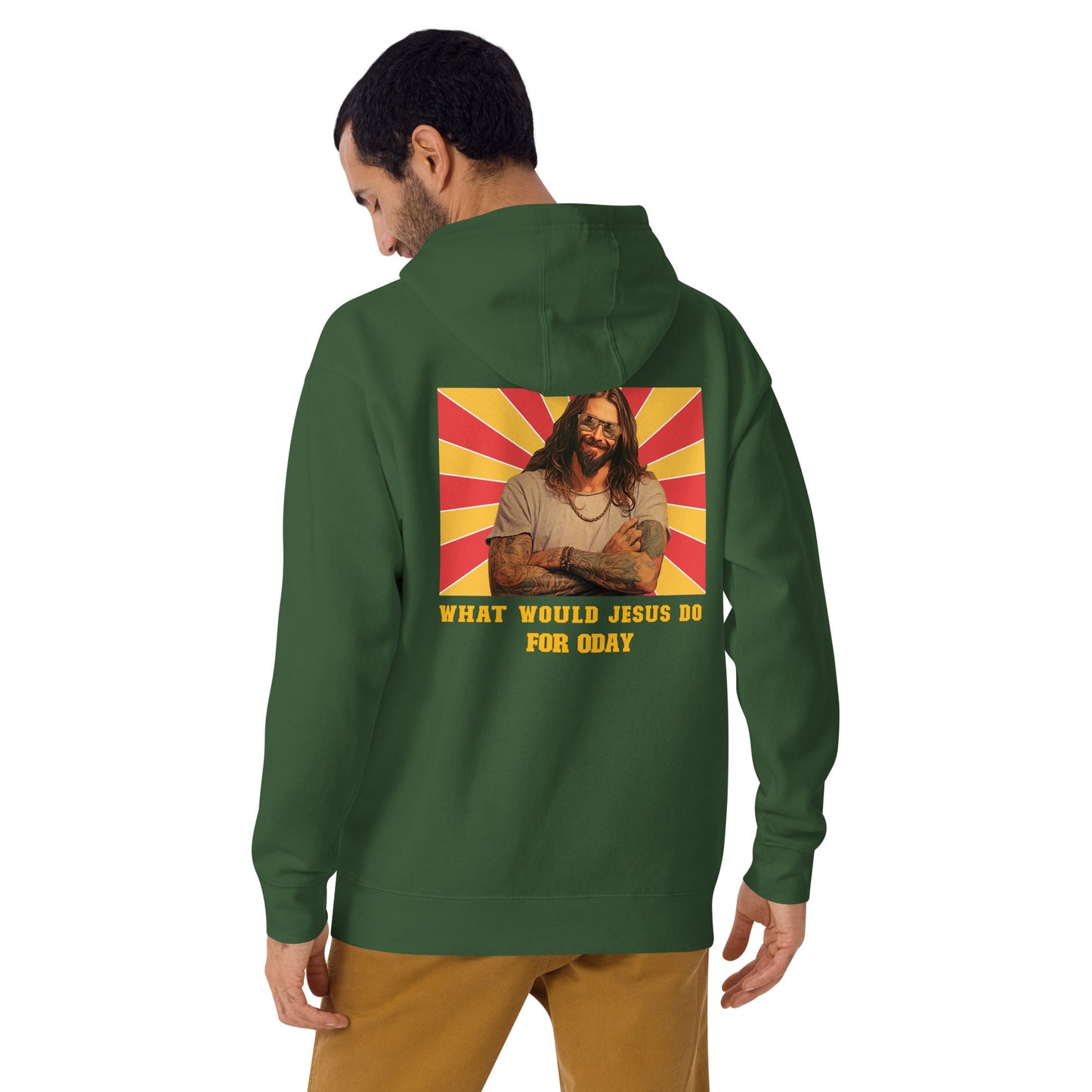 What would Jesus do for 0day v1 - Unisex Hoodie (back print) by DarkByteGear