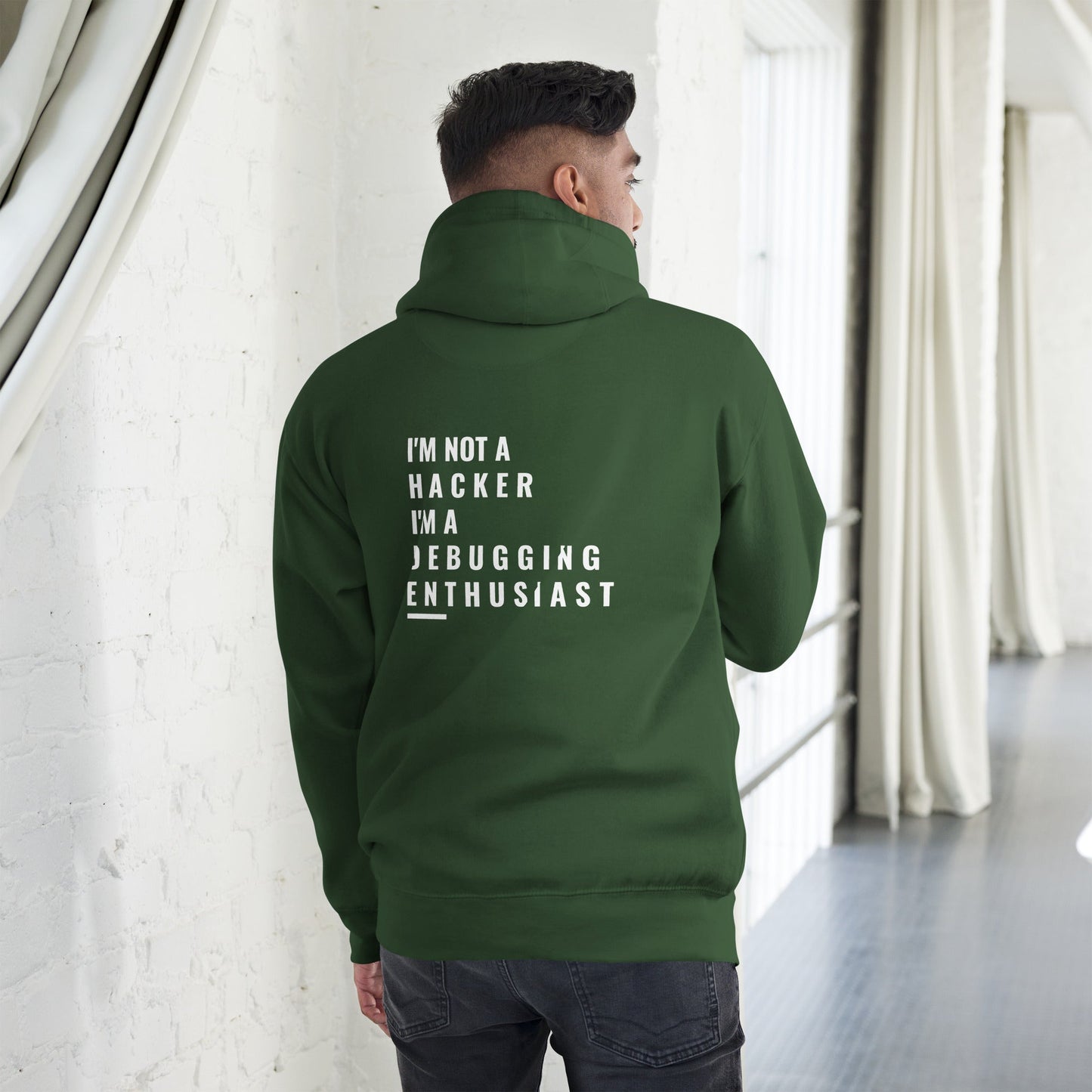 I'm not a Hacker: I'm a Debugging Enthusiast - Unisex Hoodie ( Back Print ) by DarkByteGear
