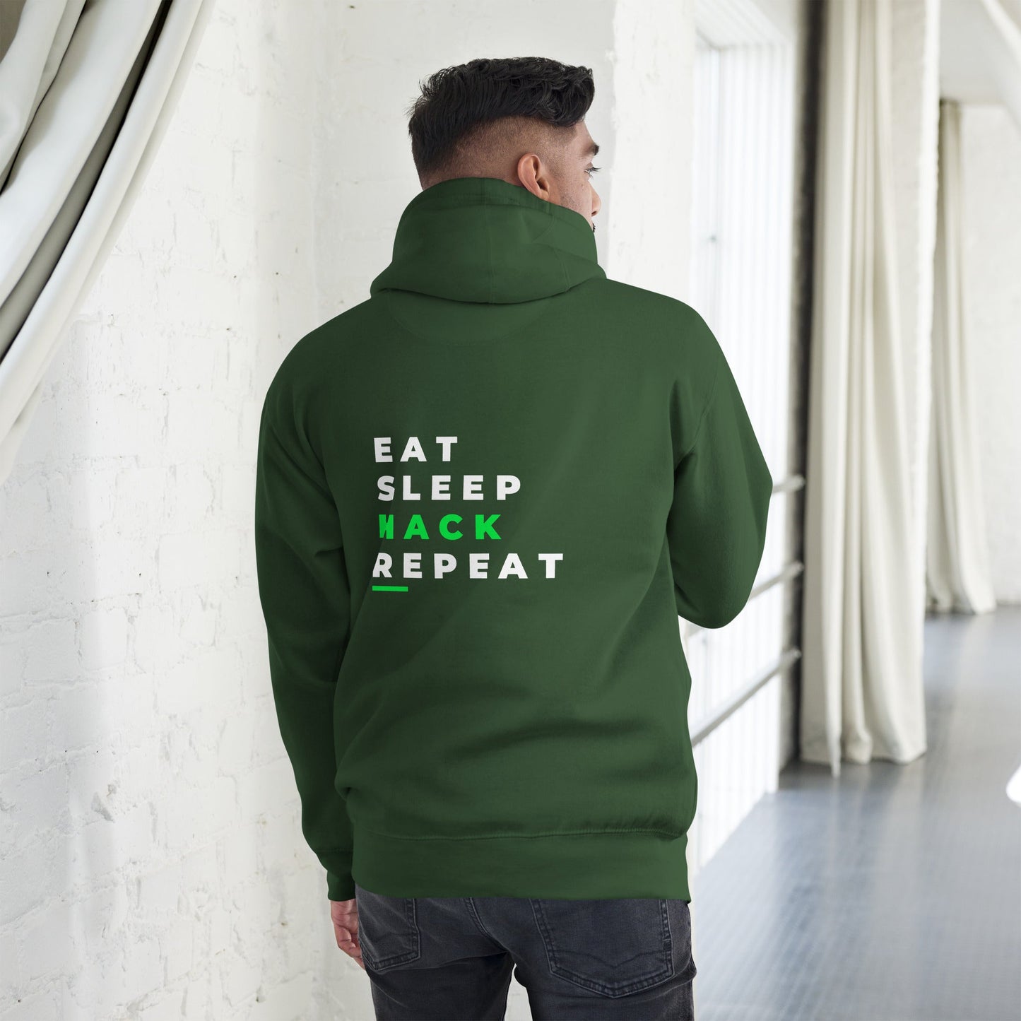 Eat, Sleep, Hack, Repeat V2 - Unisex Hoodie ( Back Print ) by DarkByteGear