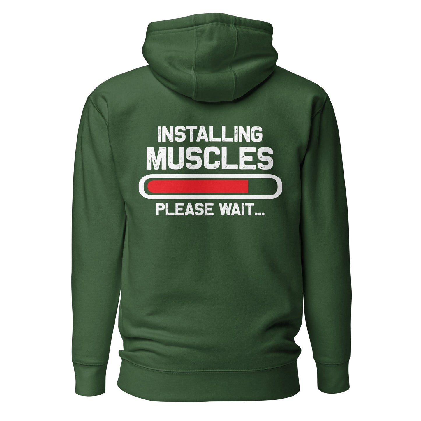 Installing muscles please wait - Unisex Hoodie (back print) by DarkByteGear